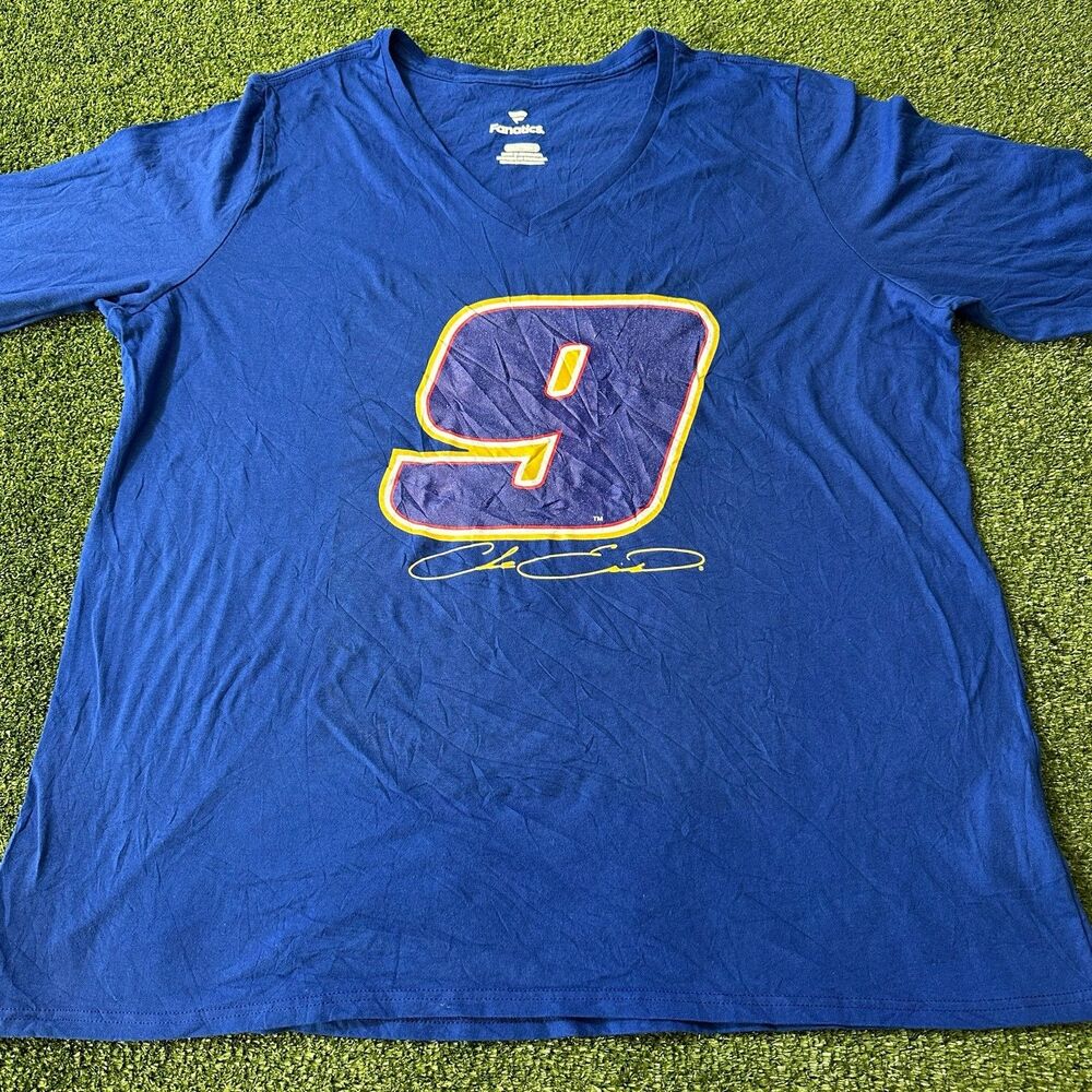 Fanatics Chase Elliott 9 NASCAR Women 2XL Blue V Neck Long Sleeve Shirt NWOT